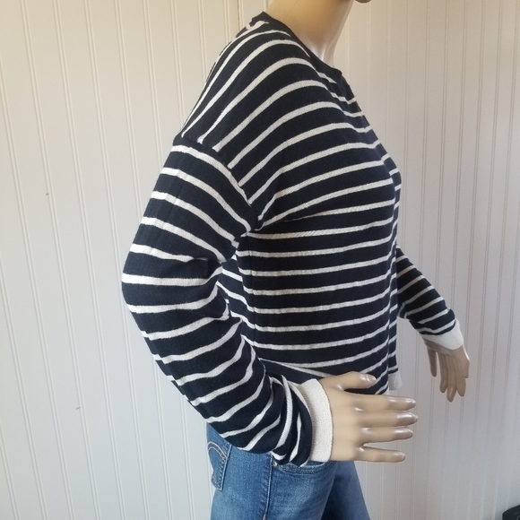 Zara Knit Striped Black and White Long Sleeve Top - Picture 2 of 6